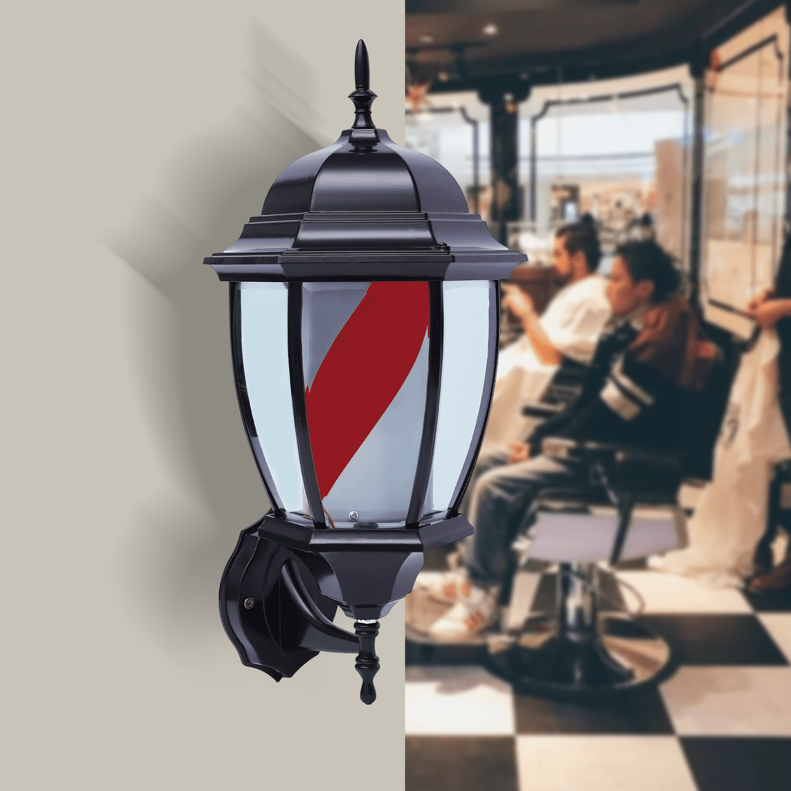 DENEST Waterproof Barber Pole LED Glowing Globe Light 20 Inch Hair