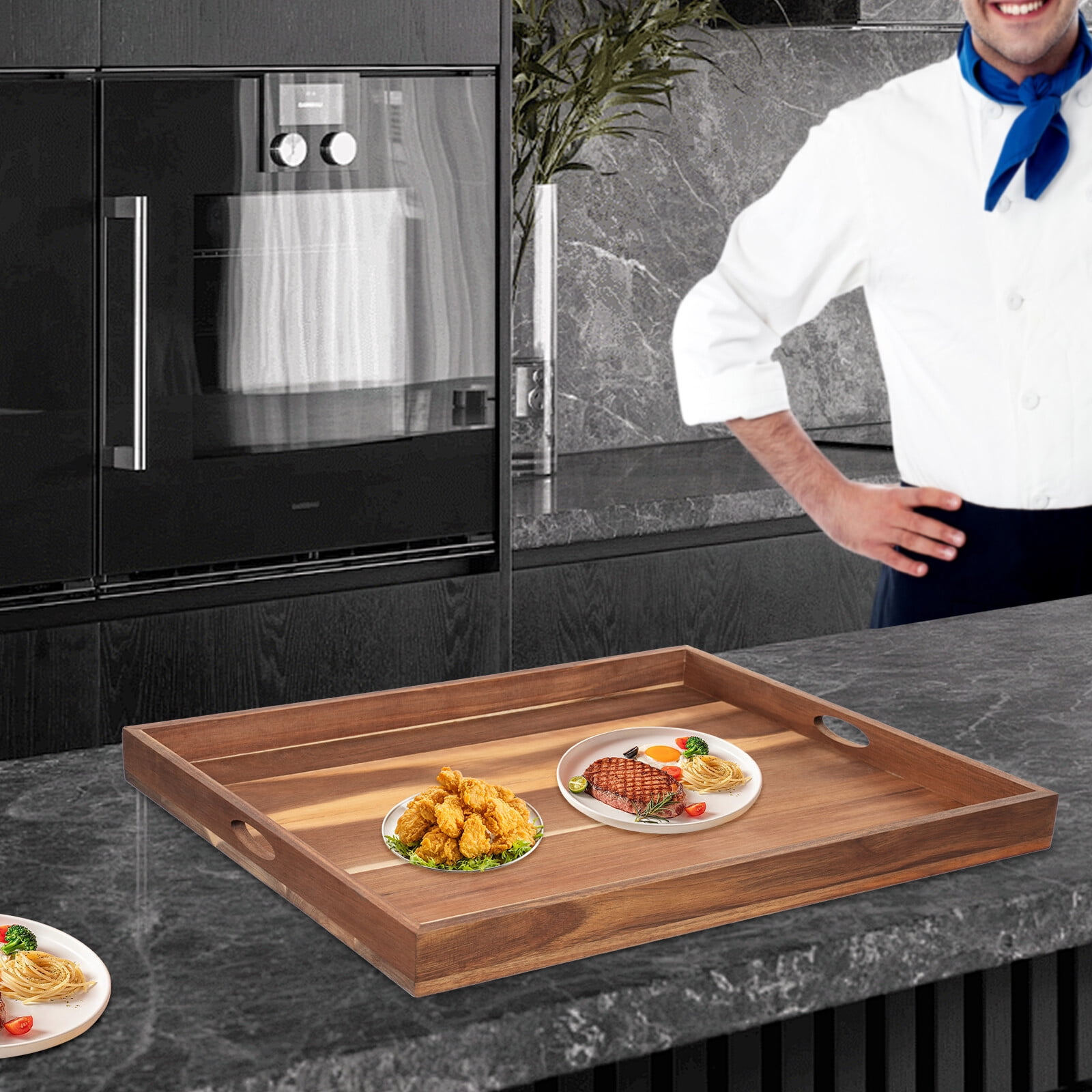 DENEST Wood Noodle Board Stove Cover 30"X22" Stovetop Cover Cutting Board With Handle For Gas Stove And Electric Stove Cooktop Protector Board Sink Cover Serving Tray