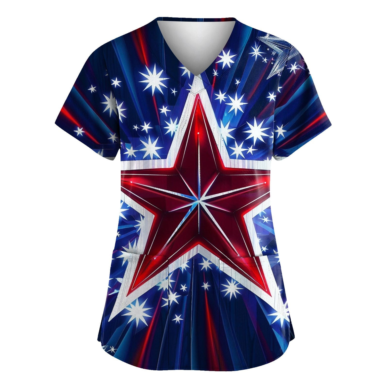 DENGDENG 4th of July Tee Shirts for Women Plus Short Sleeve USA Flag