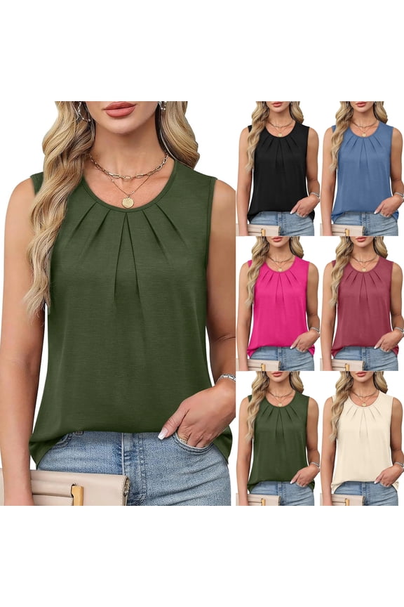 Business Casual Outfits Womens Jersey Knit Summer Tank Tops Dressy Work Shirts Spring Clothes, #03 Army Green XXL
