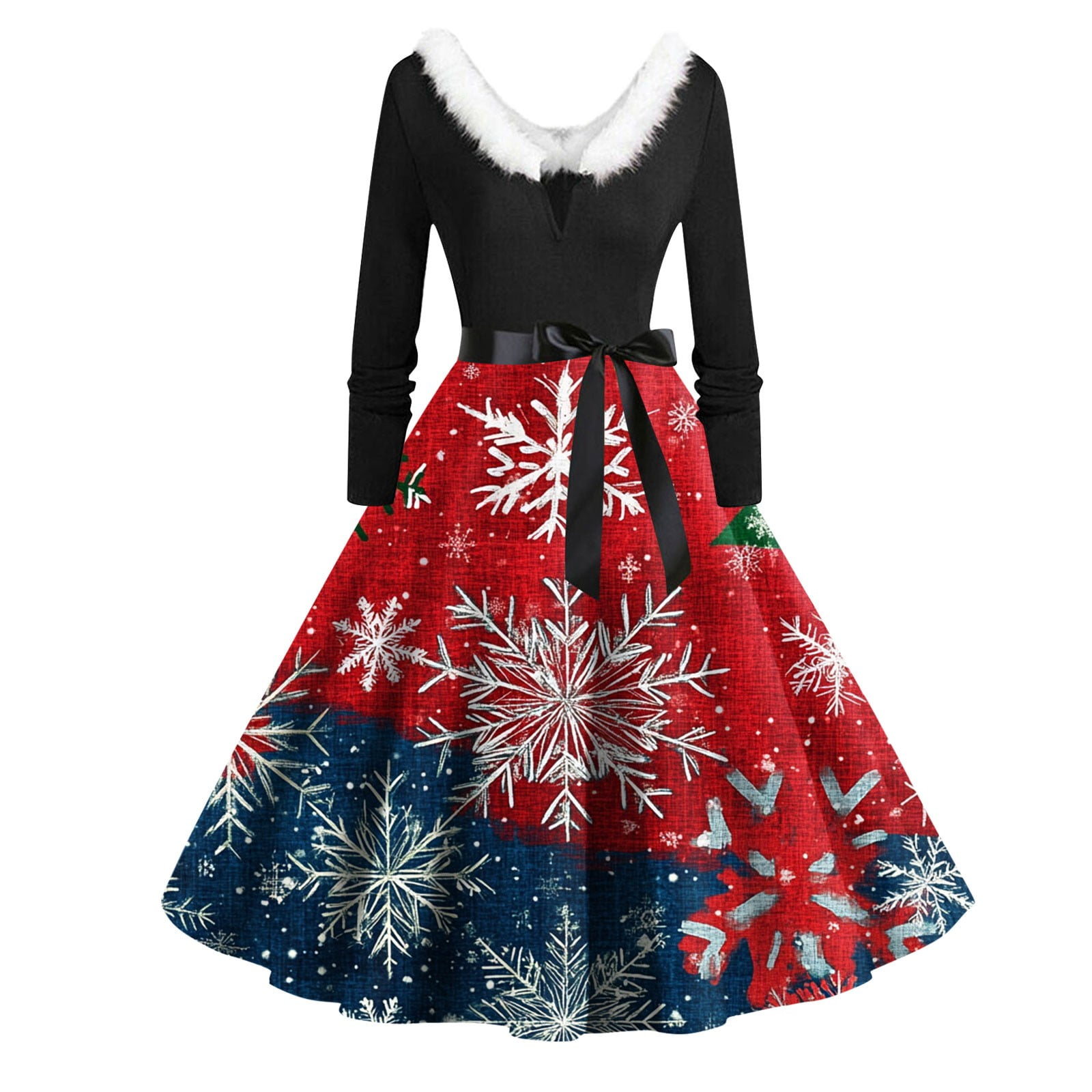 DENGDENG Christmas Women's Dresses Dress Xmas Snowflake Christmas Tree