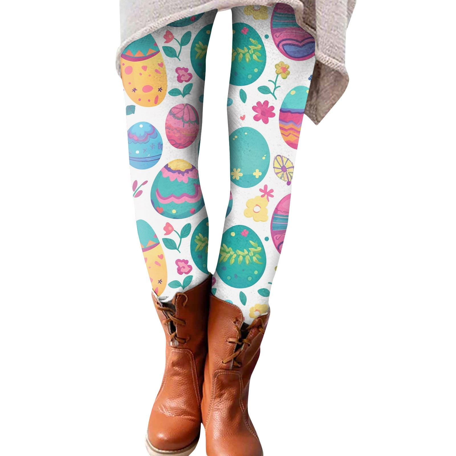 DENGDENG Easter Leggings for Women Tummy Control Easter Eggs Bunny