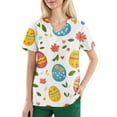 thumbnail image 1 of DENGDENG Easter Scrub Shirts for Women Bunny Easter Eggs Printed Workwear Nurses Uniforms Clearance V Neck Short Sleeve T-Shirts Funny Rabbit Scrub Tops with Pockets Yellow S, 1 of 6