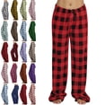 thumbnail image 1 of DENGDENG Flannel Pajama Bottoms Women Buffalo Plaid Christmas Warm Flannel Fuzzy Pajamas Pants Fall Fleece Lounge Pants Winter Straight Leg Soft Casual Pj Bottoms Vermilion XL, 1 of 5