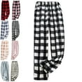 thumbnail image 1 of DENGDENG Flannel Pajama Pants for Women Plaid Christmas Warm Flannel Fleece Pj Pants Fall Fuzzy Sleep Pants Cozy High Waisted Loose Fit Cute Pajamas Bottoms with Pockets Black M, 1 of 5