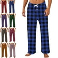 thumbnail image 1 of DENGDENG Fleece Pj Pants Men Flannel Plush Christmas Plaid Pajama Pants Cute Sleep Fuzzy Loungewear Pants Cozy Drawstring Straight Leg Holiday Soft Pajamas Bottoms with Pockets Blue M, 1 of 6