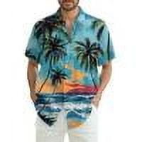 DENGDENG Funny Hawaiian Shirt For Men Short Sleeve Floral Casual Tropical Beach Shirts Vacation Button Down Summer Funny Shirts Sky Blue XL