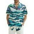 thumbnail image 1 of DENGDENG Green Hawaiian Shirt Men Short Sleeve Casual Vacation Tropical Beach Shirts Summer Button Down Plus Size Floral Aloha Shirts Blue M, 1 of 5