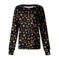 thumbnail image 1 of DENGDENG Halloween Scrub Jackets for Women Button Down Pumpkin Bats Print Nurse Uniform Workwear Snap Front Long Sleeve Halloween Scrub Tops Fall Stretch Blouses Black XL, 1 of 4