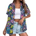 thumbnail image 1 of DENGDENG Hawaiian Shirt for Women Plus V Neck Tropical Print Hawaii Tee Shirts Graphic Summer Beach Button Down Shirts Fashion Tunic Tops Purple Pink S, 1 of 5
