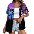thumbnail image 1 of DENGDENG Hawaiian Shirts For Men And Women Short Sleeve Tropical Print T-Shirts Summer Button Down Collar Tops Loose Fit Beach Graphic Tee Casual Trendy Blouse 2024 Purple XXL, 1 of 6