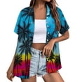 thumbnail image 1 of DENGDENG Hawaiian Shirts Womens Button Down Collar Tropical Print T Shirts Loose Fit Short Sleeve Tops Casual Summer Graphic Tees Beach Cute Clothes 2024 Blue XL, 1 of 6
