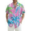 Weecreeture Men's Hawaiian Shirt – Tropical Floral Print, Short Sleeve Button-Down, Black, Size XX-Large
