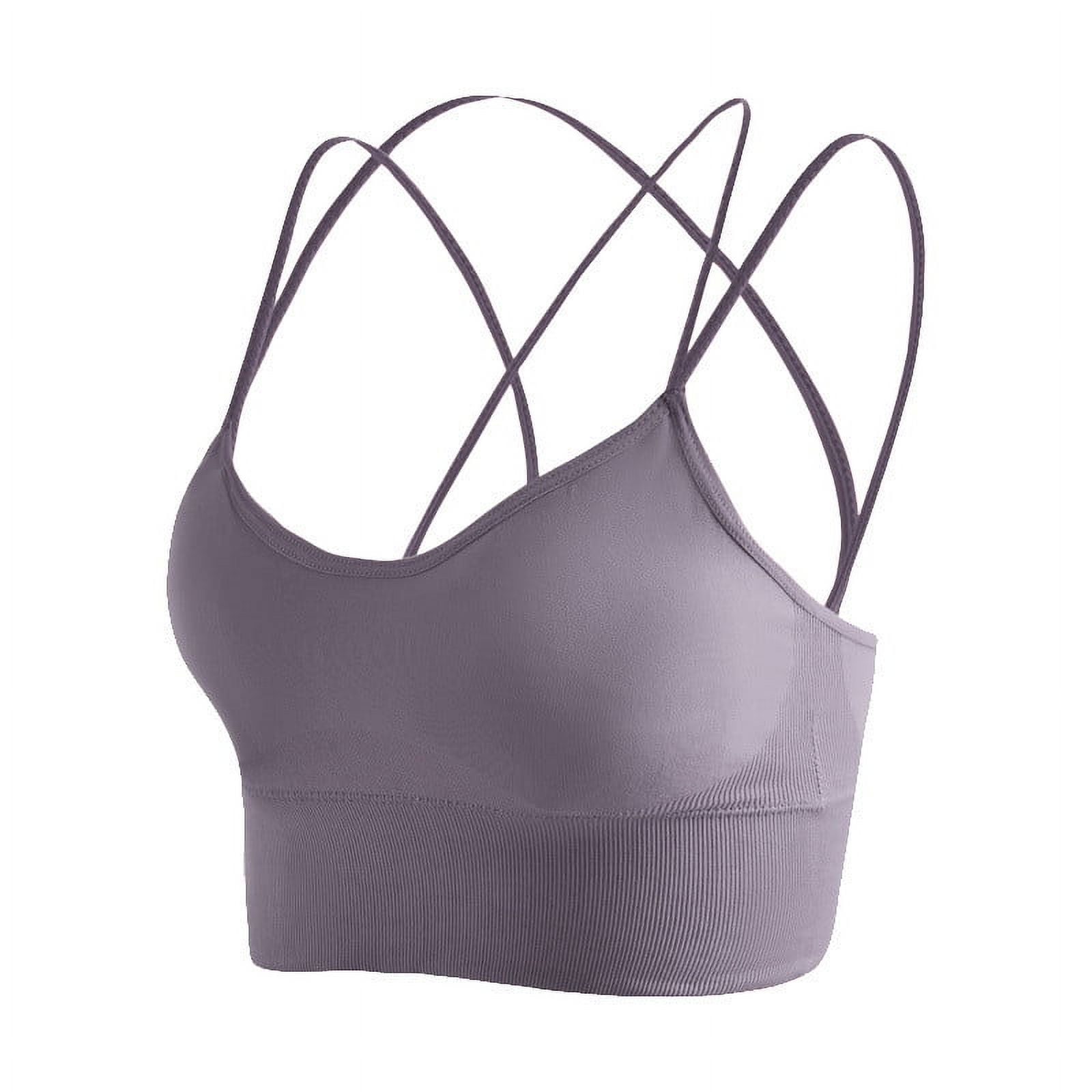 DENGDENG High Support Sports Bras for Women Criss Cross Back Wireless Bra Longline Fitness