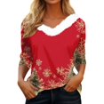 DENGDENG Holiday Christmas Shirts Women Snowman Santa Deer Print