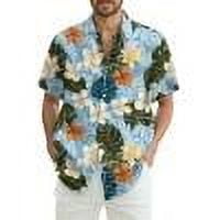 DENGDENG Light Green Hawaiian Shirts For Men Short Sleeve Tropical Vacation Summer Beach Shirt Floral Funny Casual Button Down Shirts Light Blue XL