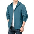 thumbnail image 1 of DENGDENG Men Raincoat Windbreaker Lightweight Rain Jacket with Hood Casual Hooded Waterproof Outdoor Trench Rain Coats Royal Blue 4XL, 1 of 9