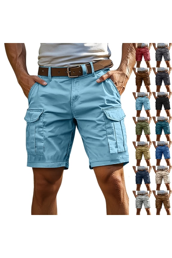 Men's Cargo Shorts 7 Inch Relaxed Fit Quick Dry Stretch Lightweight Tactical Wear Hiking with Multi Pocket ,3XL,#02 Light Blue