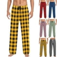 thumbnail image 1 of DENGDENG Mens Christmas Pajama Pants Plaid Cozy Elastic Waist Pjs Bottoms Soft Sleepwear Fall Lounge Baggy Pants Straight Leg Drawstring Loose Fit Warm Pajamas Pants Gold 3XL, 1 of 5