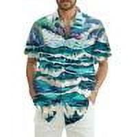 DENGDENG Mens Hawaiian Shirt Short Sleeve Button Down Summer Casual Beach Shirts Floral Vacation Funny Tropical Shirts Blue L