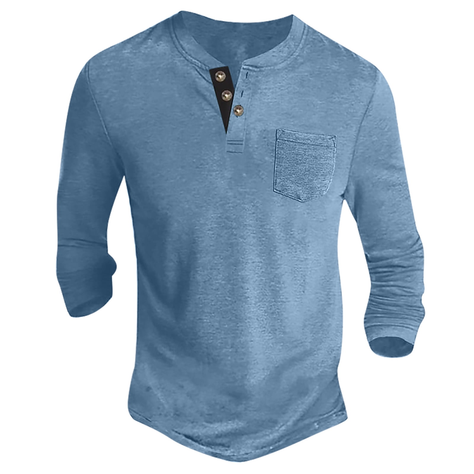 DENGDENG Mens Henley Shirts Long Sleeve Button Down T Shirts for Man Lightweight Henley Solid