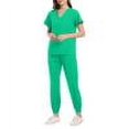 thumbnail image 1 of DENGDENG Nurses Uniforms Scrubs Set for Women Summer Short Sleeve V-Neck Stretch Scrub Top & Jogger Cargo Pants with Pockets Maternity Nurse Work Uniform Cute Petite Cyan M, 1 of 5