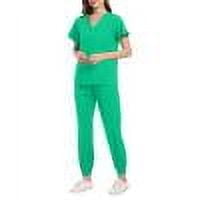 DENGDENG Nurses Uniforms Scrubs Set for Women Summer Short Sleeve V-Neck Stretch Scrub Top & Jogger Cargo Pants with Pockets Maternity Nurse Work Uniform Cute Petite Cyan M