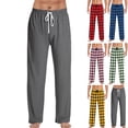 thumbnail image 1 of DENGDENG Pajama Pants for Men Christmas Plaid Cozy Drawstring Pj Bottoms Cute Sleepwear Fall Lounge Casual Pants Wide Leg Elastic Waist Soft Fleece Pajamas Pants Gray 3XL, 1 of 4