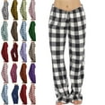thumbnail image 1 of DENGDENG Pajamas for Women Christmas Buffalo Plaid Flannel Fleece Warm Pj Pants Fall Fuzzy Sleep Pants Cute High Waisted Casual Fluffy Pajama Bottoms Gray XL, 1 of 4