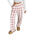 thumbnail image 1 of DENGDENG Pink Christmas Pajamas Flannel Fuzzy Plaid Cute Pjs Pants Fluffy Fleece Lounge Pants Winter Elastic Waist Holiday Warm Pajama Bottoms with Pockets Pink M, 1 of 9