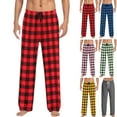 thumbnail image 1 of DENGDENG Plaid Pj Pants Men Christmas Baggy Drawstring Pajamas Pants Cute Loungewear Fleece Sleep Funny Pants Elastic Waist Wide Leg Fall Soft Pj Bottoms Red L, 1 of 5