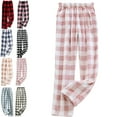 thumbnail image 1 of DENGDENG Flannel Pjs Pants for Women Christmas Flannel Fleece Fluffy Plaid Pajama Pants Winter Sleep Fuzzy Loungewear Pants Plush Elastic Waist Warm Casual Pajama Bottoms with Pockets Pink XXL, 1 of 7