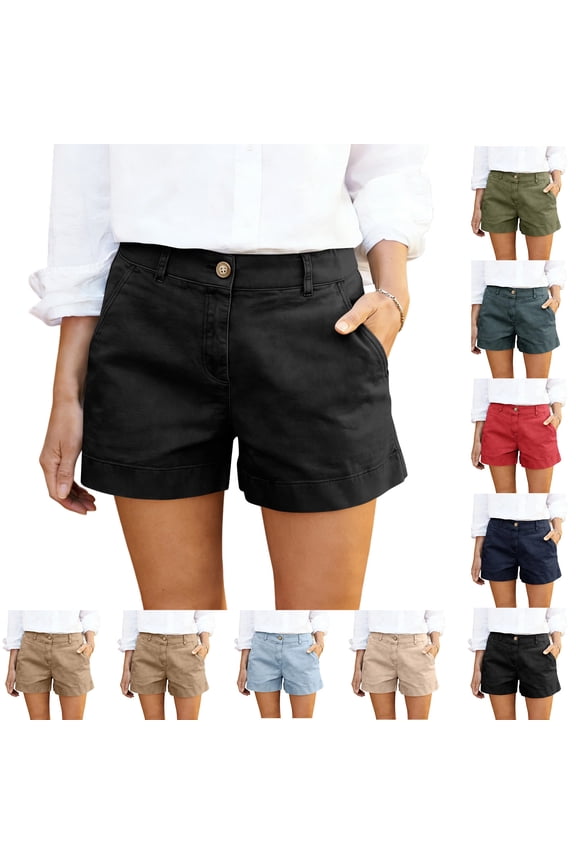 Shorts for Women High Waisted Summer Shorts Wide Leg Dressy Casual Bermuda Short with Pocket Chino Dress Short ,XXL,#01 Black