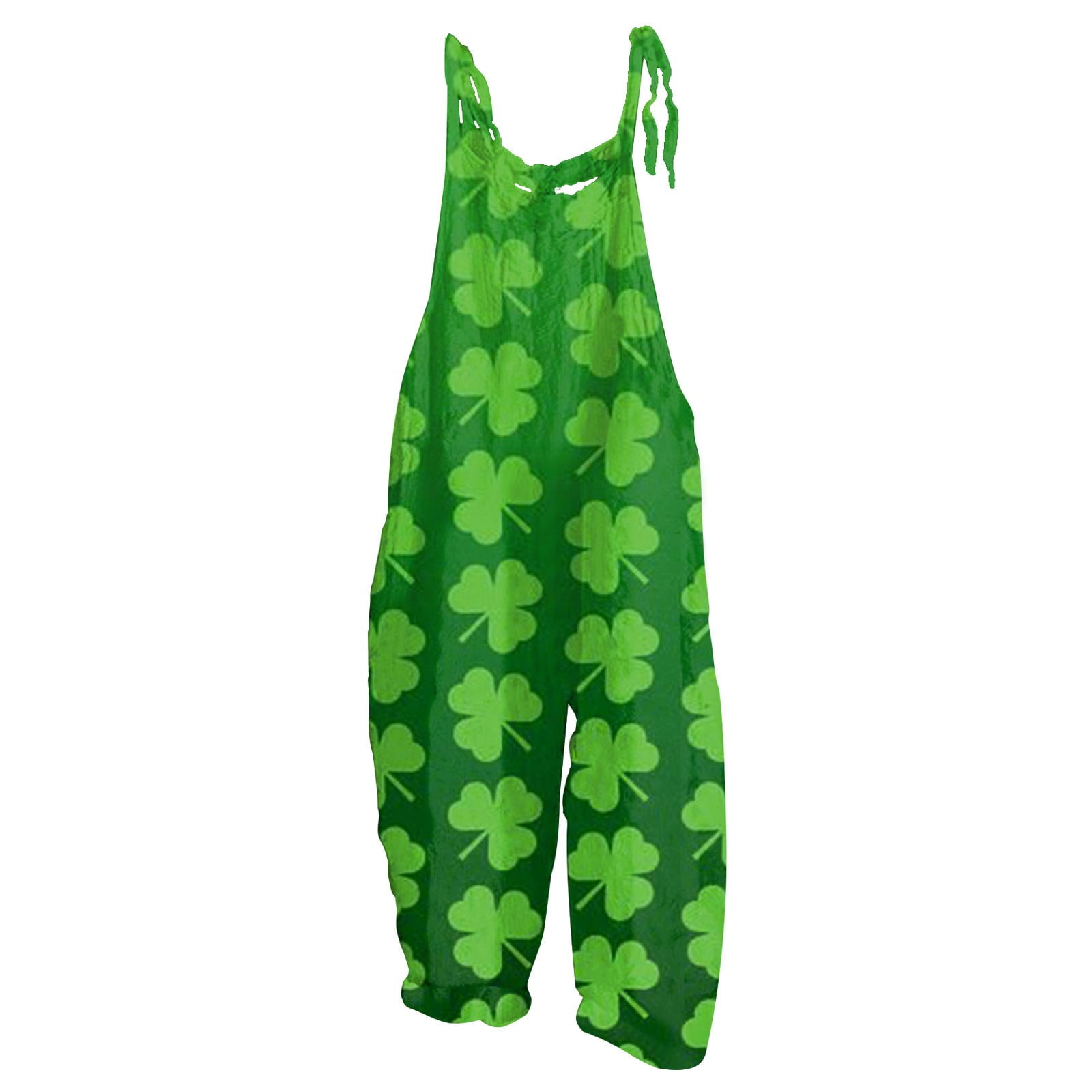 DENGDENG St. Patrick's Day Green Jumpsuits for Women Shamrock Straps Plus Size Snow Overalls