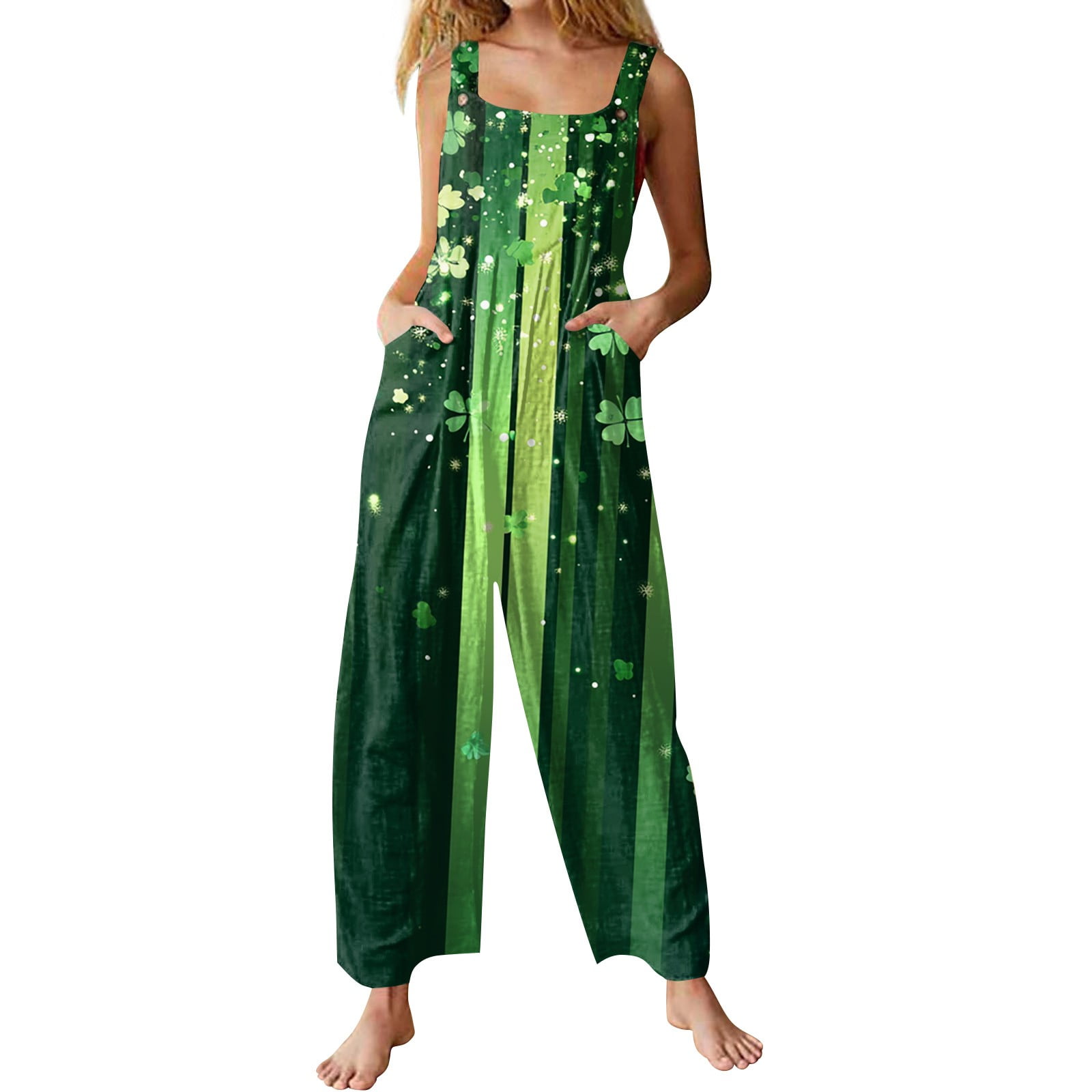 Saint Patrick's Day One Shoulder Cutout Side Shamrock Tongue Crop Top...