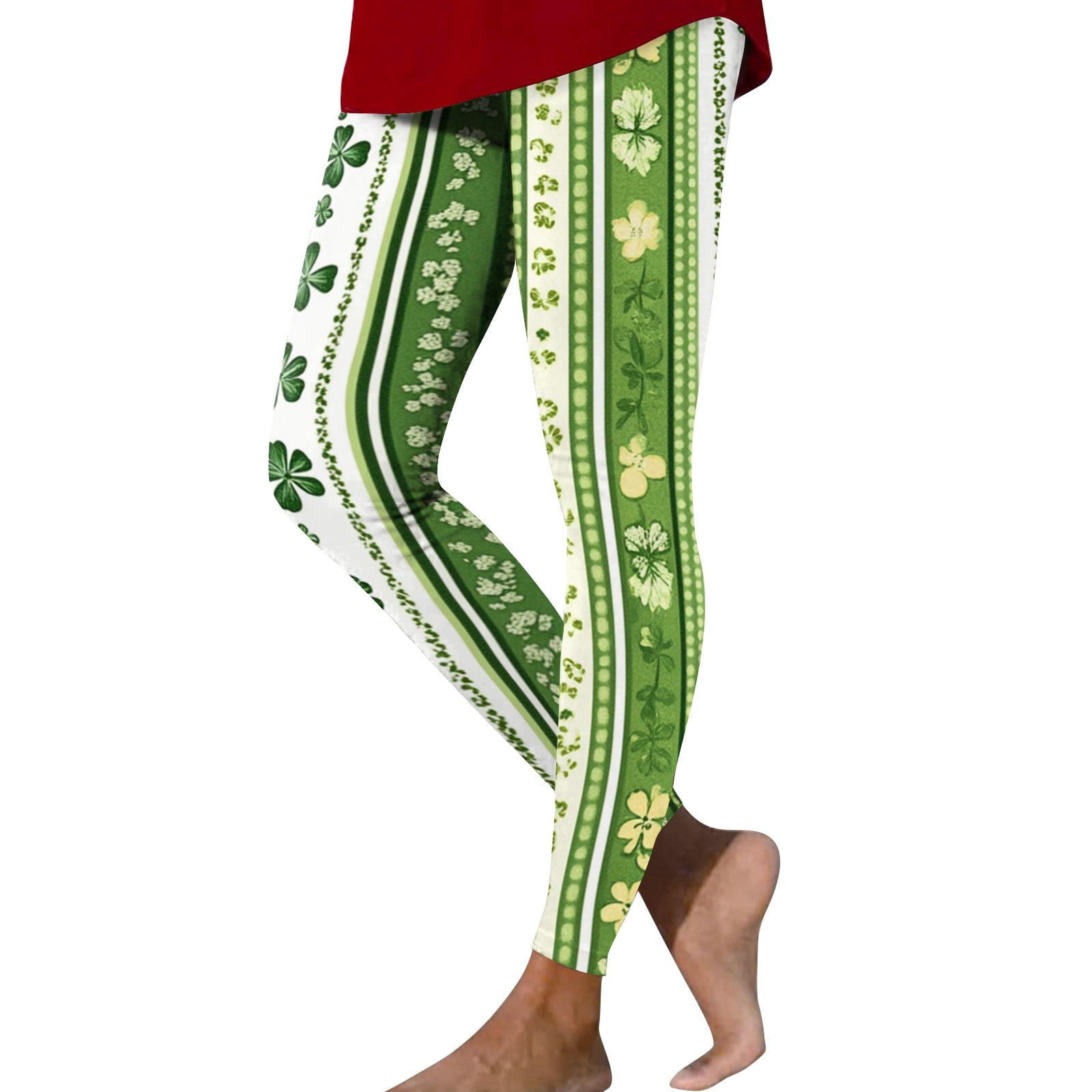 EHRWE High Waisted St.Patrick's Day Leggings For Women Shamrock 2024 Casual Stretchable Printed Tight Lifting Fitness Leggings Yoga Pants