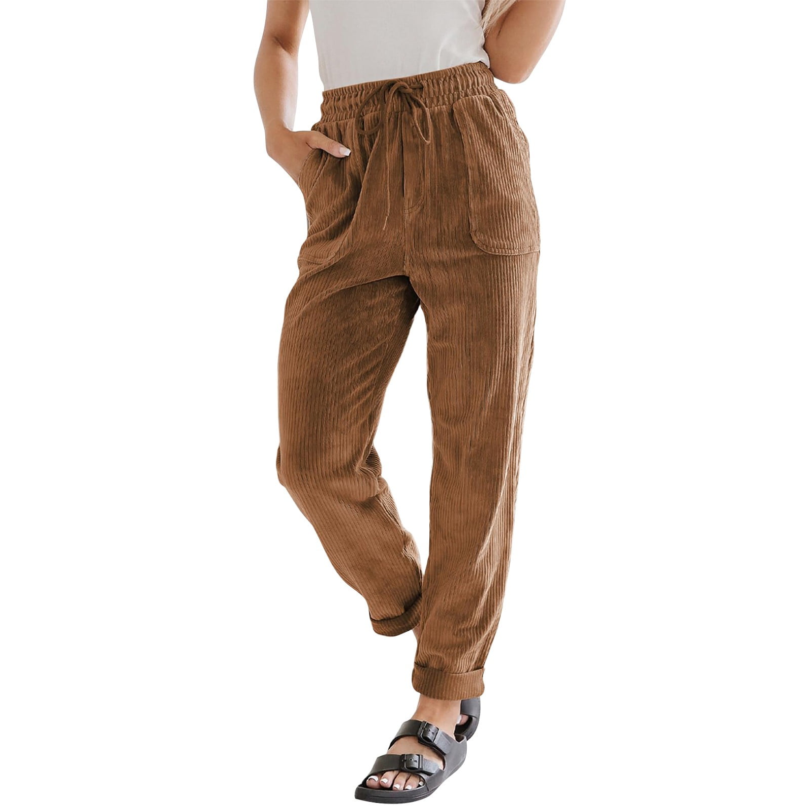 DENGDENG Stretch Corduroy Pants Women Business Casual DENGDENG Stretch Corduroy Pants Women Business Casual