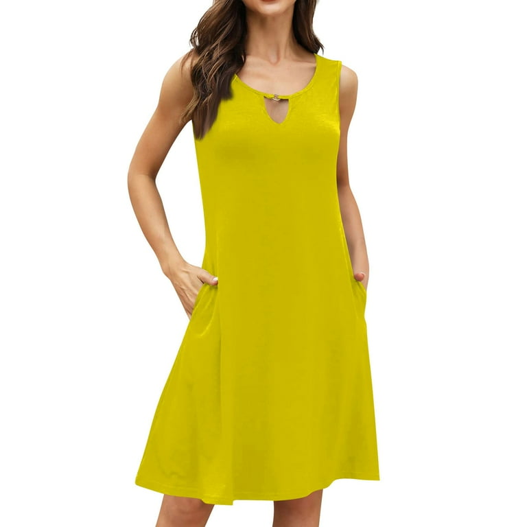 Yellow tank top dress deals