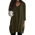 thumbnail image 1 of DENGDENG 3/4 Sleeve Tunic Tops for Women 2025 Summer V Neck Shirts To Wear with Leggings Dressy Loose Fit Tshirts Trendy Work Clothes Army Green XXL, 1 of 7