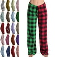thumbnail image 1 of DENGDENG Warm Pajamas for Women Christmas Flannel Fuzzy Soft Plaid Pajamas Pants Fluffy Fleece Sleepwear Lounge Pants Elastic Waist Cozy Loose Fit Pjs Bottoms Multicolor XS, 1 of 5