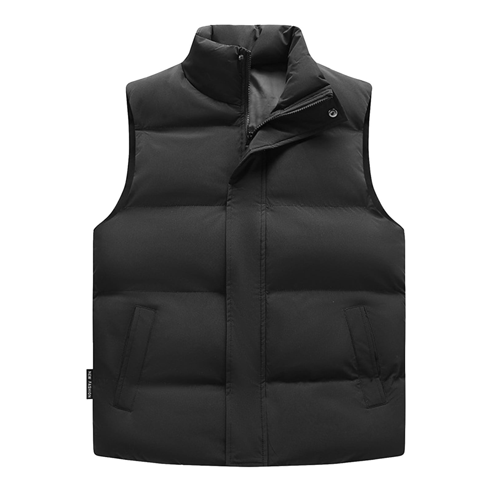 DENGDENG Western Winter Vest Men Sleeveless Stand Collar Puffer Vest
