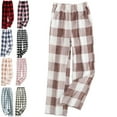 thumbnail image 1 of DENGDENG Women Christmas Pajama Pants Plaid Fall Flannel Fleece Pajamas Bottoms Soft Sleep Fuzzy Loungewear Pants Cozy Straight Leg Winter Loose Fit Pjs Pants with Pockets Brown XXL, 1 of 5