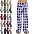 thumbnail image 1 of DENGDENG Women Fuzzy Pajama Pants Christmas Flannel Fleece Warm Plaid Pjs Bottoms Soft Fuzzy Loungewear Sleep Pants Winter Elastic Waist Plus Size Fluffy Pajama Pants Light Purple S, 1 of 5