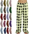 thumbnail image 1 of DENGDENG Women Fuzzy Pajamas Flannel Fleece Plaid Fall Christmas Pj Bottoms Winter Fuzzy Loungewear Sleep Pants Fluffy Elastic Waist Warm Baggy Pajama Pants Yellow M, 1 of 5