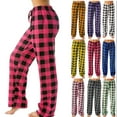 thumbnail image 1 of DENGDENG Women Pajama Pants Plaid Lounge Pajama Pants Soft Drawstring Low Rise Wide Leg Pj Pants Fall Christmas Sleepwear Pants with Pockets Hot Pink XXL, 1 of 5