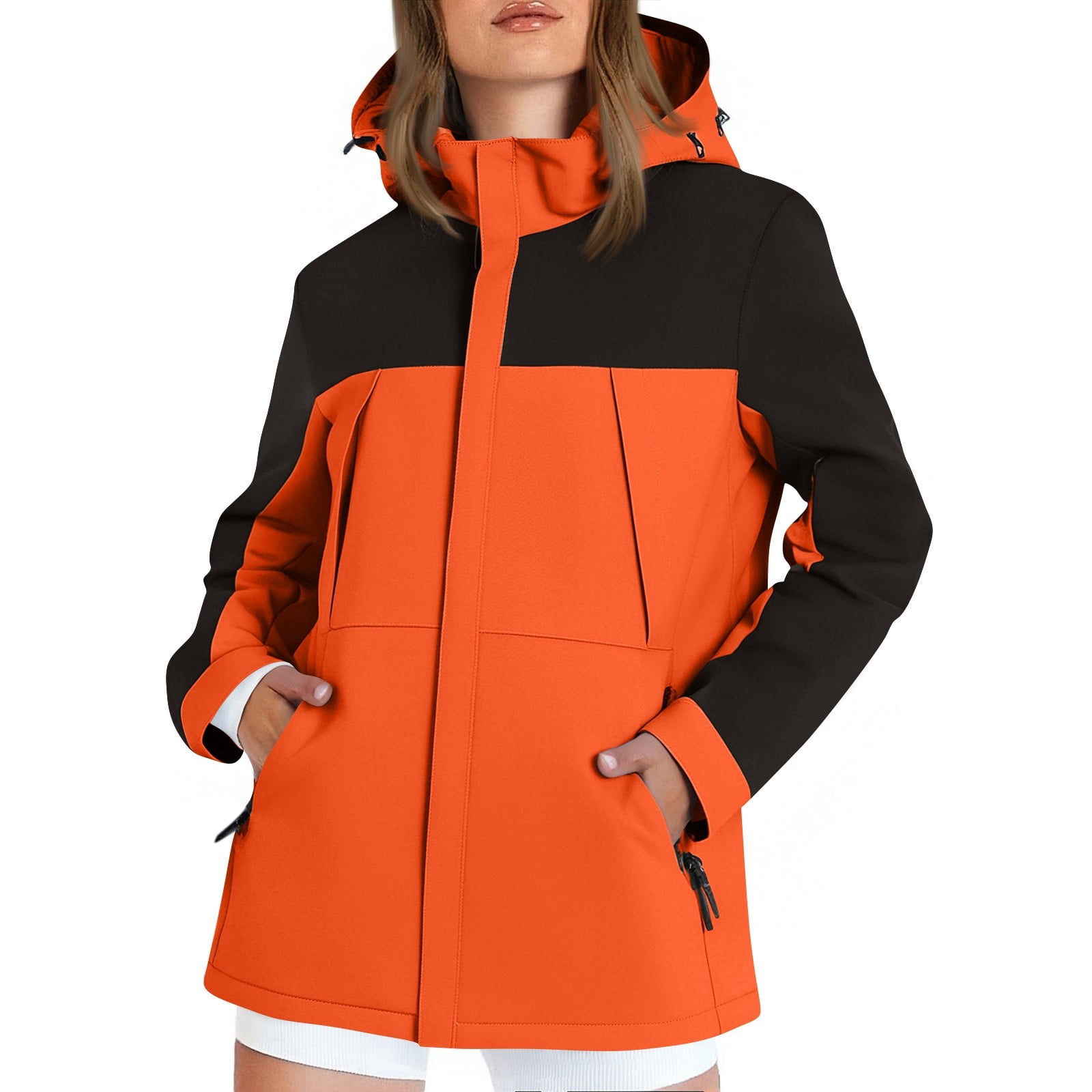 Fall Waterproof DENGDENG Women Rain Jacket with Hood Loose Fit Windbreaker Lightweight ...