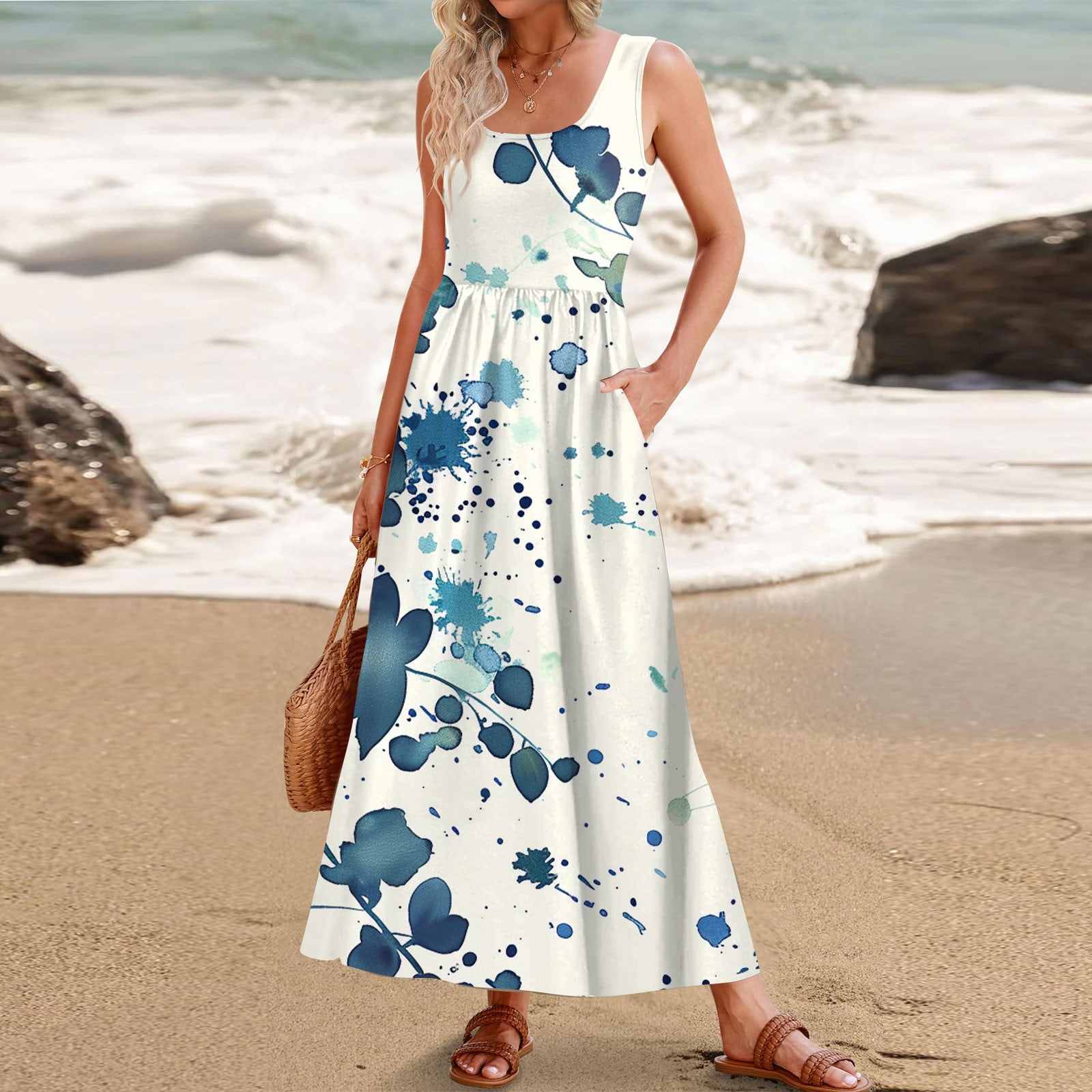 Sundresses For Women 2025 ZESICA Women's Summer Sleeveless Maxi