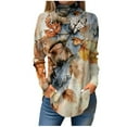 thumbnail image 1 of DENGDENG Women's Long Sleeve Tops, Holiday Turtleneck Blouses Winter Graphic Tunic Tops To Wear with Leggings Mock Neck Loose Fit Shirts Fall Clothes Trendy Plus Size Sweatshirts Yellow XXL, 1 of 5