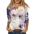 thumbnail image 1 of DENGDENG Womens 3/4 Sleeve Tops Lightweight V Neck Shirt Floral Fashion Blouse Summer Three Quarter Length Sleeve T Shirts Petite Vintage Tunic Tops 2024 Light pink S, 1 of 5