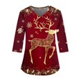 DENGDENG Womens Christmas Scrubs Snowflake Christmas Tree Print 3/4